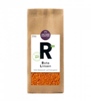 Rote Linsen, vegan, 500 gr Packung, Antersdorfer Mühle