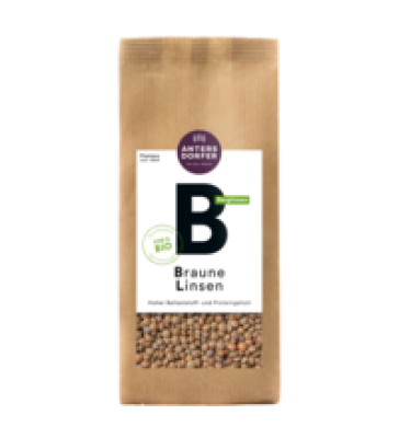 Braune Linsen, 500 gr Packung, Antersdorfer Mühle