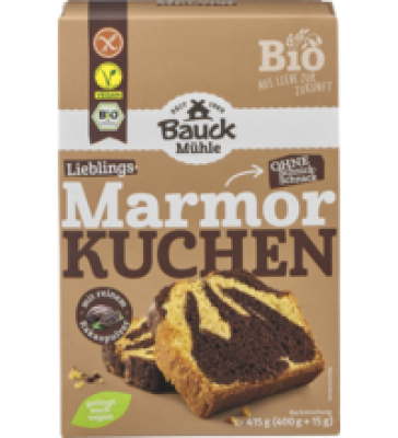 Marmorkuchen Backmischung, glutenfrei, vegan, 415 gr Packung, Bauck Mühle