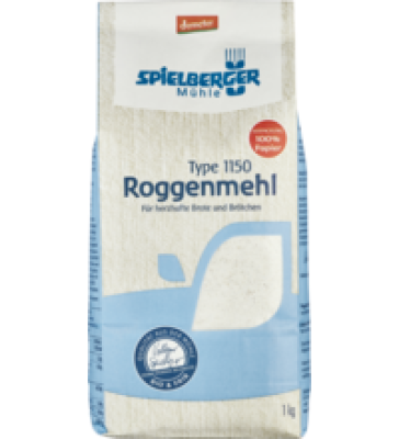 Roggenmehl Type 1150, vegan, 1 kg Packung, Spielberger