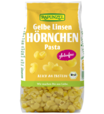 Gelbe Linsen Hörnchen Pasta, glutenfrei, vegan, 300 gr Packung, Rapunzel