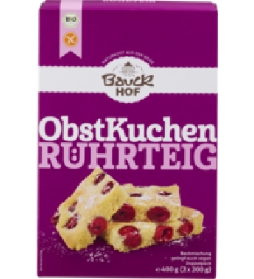 Obstkuchen Rührteig Backmischung, glutenfrei, vegan, 400 gr Packung, Bauckhof