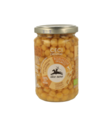 Gekochte Kichererbsen, vegan, 300 gr Glas, Alce Nero