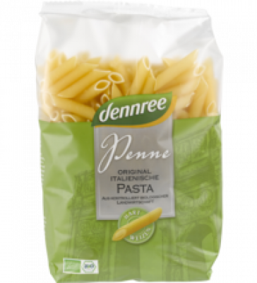Hartweizen-Penne, hell, vegan, 500 gr Packung, dennree