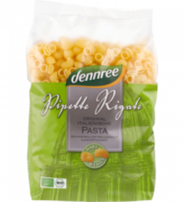 Hartweizen-Pipette Rigate, hell, vegan, 500 gr Packung, dennree