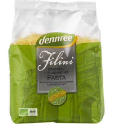 Hartweizen-Filini, hell, vegan, 500 gr Packung, dennree