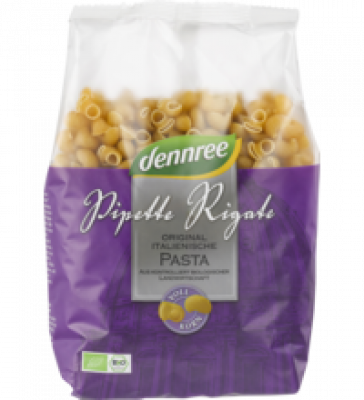 Hartweizen-Pipette Rigate, Vollkorn, vegan, 500 gr Packung, dennree