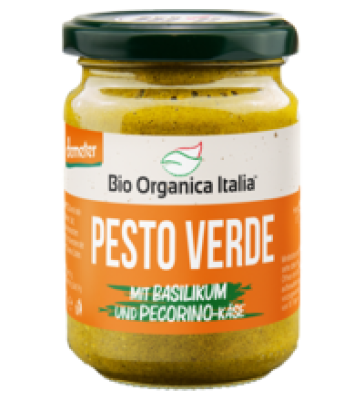Pesto Verde mit Basilikum & Pecorino-Käse, 130 gr Glas, Bio Organica Italia