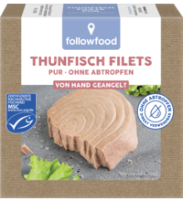 Thunfisch Filets ohne Abtropfen, 135 gr Dose, followfood