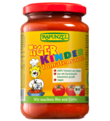 Kinder Tomatensauce „Tiger”, vegan, 345 ml Glas, Rapunzel
