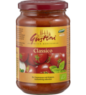 Tomatensauce Classico, vegan, 350 gr Glas, Gustoni