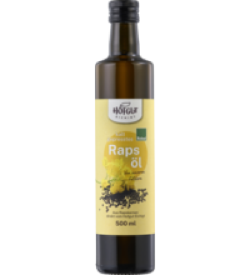 Rapsöl, kalt gepresst, vegan, 0,5 ltr Flasche, Hofgut Eichigt