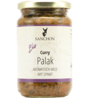 Curry Palak mit Spinat, vegan, 330 ml Glas, Sanchon
