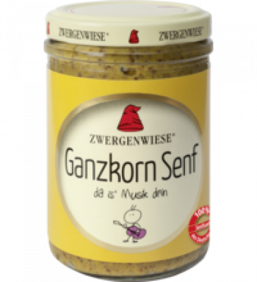 Ganzkorn Senf, vegan, 160 ml Glas, Zwergenwiese