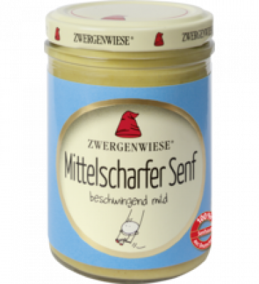 Mittelscharfer Senf, vegan, 160 ml Glas, Zwergenwiese
