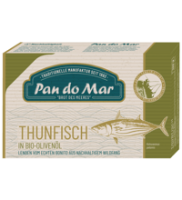 Thunfisch in Bio-Olivenöl, 120 gr Dose (Abtropfgewicht 90 gr), Pan do Mar