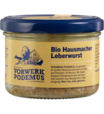 Bio Hausmacher Leberwurst, 170 gr Glas, Vorwerk Podemus