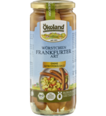 Würstchen Frankfurter Art, 540 gr Glas (6 Stück), Ökoland