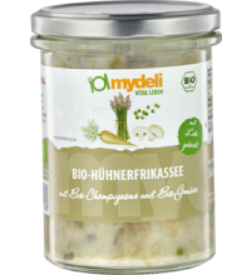 Hühnerfrikassee mit Champignons und Gemüse, 360 gr Glas, MyDeli