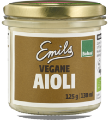 Vegane Aioli, 125 gr Glas, Emils