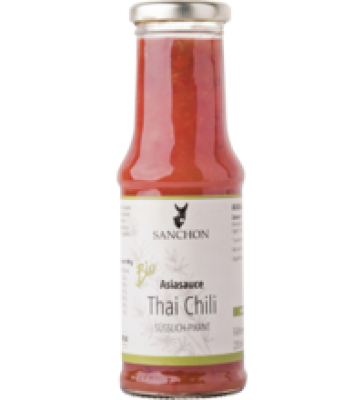 Asiasauce Thai Chili, süsslich-pikant, vegan, 210 ml Flasche, Sanchon