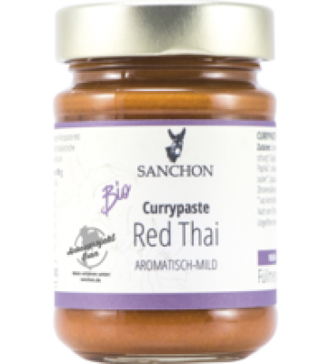 Currypaste Red Thai, aromatisch-mild, vegan, 190 gr Glas, Sanchon