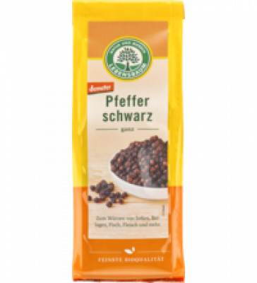 Pfeffer schwarz, ganz, vegan, 50 gr Packung, Lebensbaum