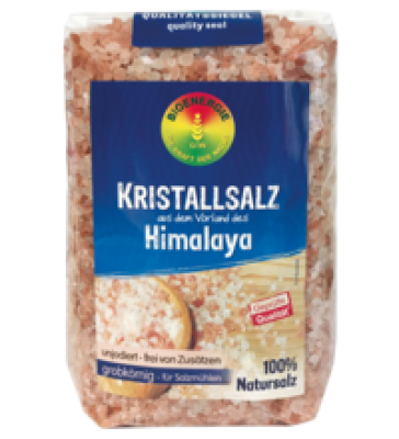 Himalaya Kristallsalz, grobkörnig, unjodiert, vegan, 1 kg Packung, BIOENERGIE