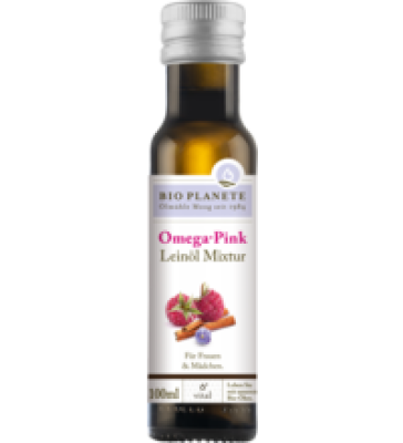 Omega-Pink Leinöl Mixtur, vegan, 100 ml Flasche, BIO PLANÈTE