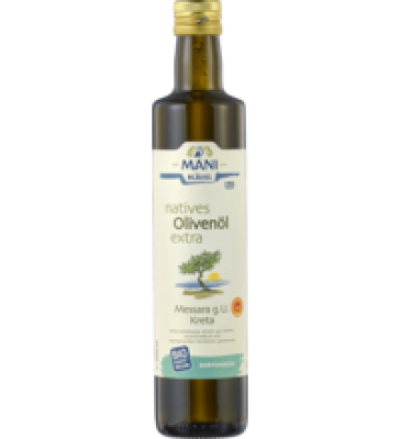 Kreta Olivenöl Messara g.U., nativ extra, vegan, 500 ml Flasche, Mani