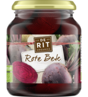 Rote Bete, geschnitten, vegan, 340 gr Glas (Abtropfgewicht: 230 gr), De Rit