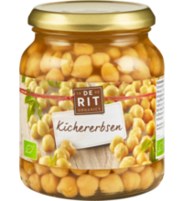 Kichererbsen, vegan, 350 gr Glas, De Rit
