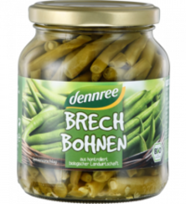 Brechbohnen, vegan, 340 gr Glas, dennree