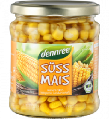 Süßmais, vegan, 330 gr Glas, dennree