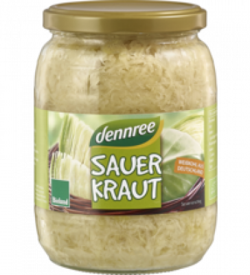 Sauerkraut, vegan, 680 gr Glas, dennree