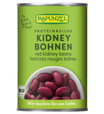 Rote Kidney Bohnen, vegan, 400 gr Dose, Rapunzel