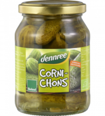 Cornichons, vegan, 330 gr Glas, dennree