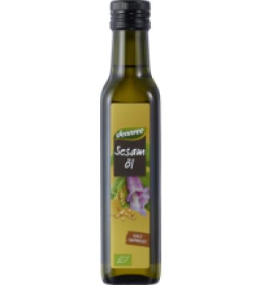 Sesamöl, kalt gepresst, vegan, 0,25 ltr Flasche, dennree