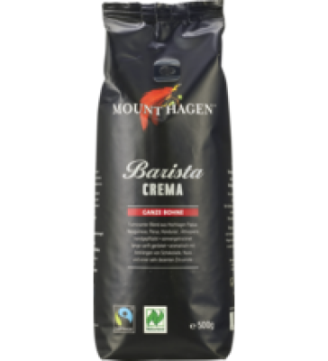 Röstkaffee „Barista” Crema, ganze Bohne, vegan, 500 gr Packung, Mount Hagen