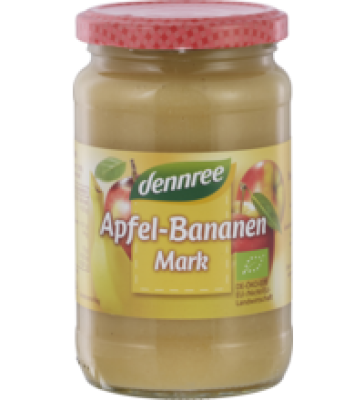 Apfel-Bananenmark, vegan, 360 gr Glas, dennree