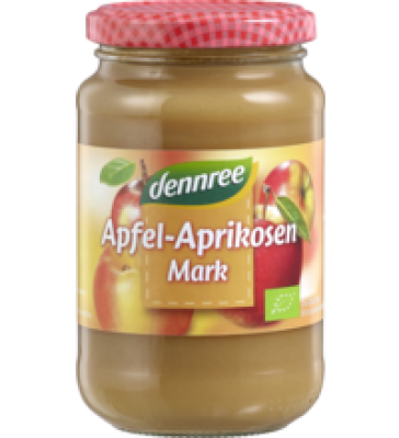 Apfel-Aprikosenmark, vegan, 360 gr Glas, dennree
