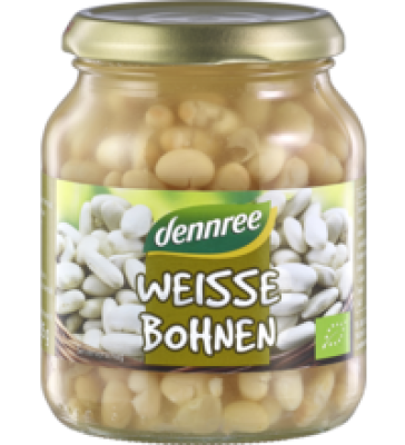 Weiße Bohnen, 340 gr Glas, dennree