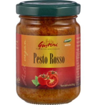 Pesto Rosso, vegan, 140 gr Glas, Gustoni