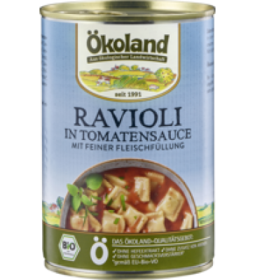 Ravioli in Tomatensauce mit feiner Fleischfüllung, 400 gr Dose, Ökoland