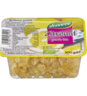 Zitronat, gewürfelt, vegan, 100 gr Packung, dennree