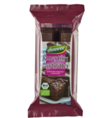 Kuvertüre Zartbitter, vegan, 150 gr Tafel, dennree