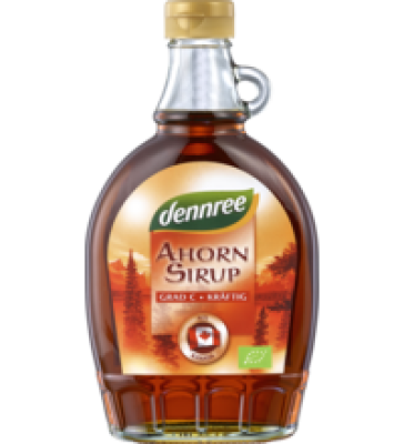 Ahornsirup Grad C, kräftig, vegan, 375 ml Flasche, dennree