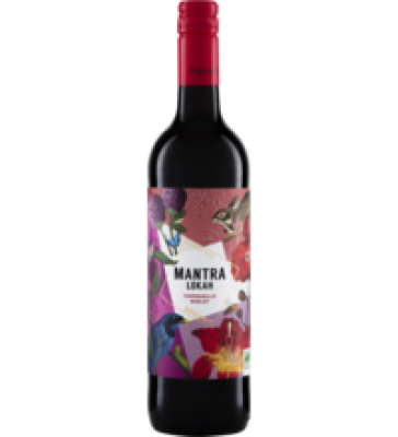 Wein „Mantra Lokah” Tempranillo-Merlot, rot, vegan, 0,75 ltr Flasche