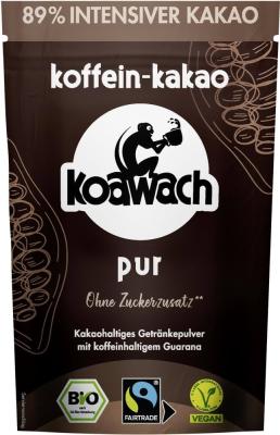 Koffeinhaltige Trinkschokolade Pur, vegan, 100 gr Packung, Koawach