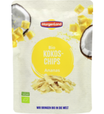 Kokoschips mit Ananas, vegan, 55 gr Beutel, Morgenland
